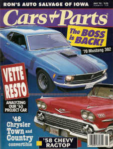 CARS & PARTS 1994 MAY - 70 BOSS, 48 CHRYSLER T&C, 58 IMPALA CONVT, DUNESMOBILE